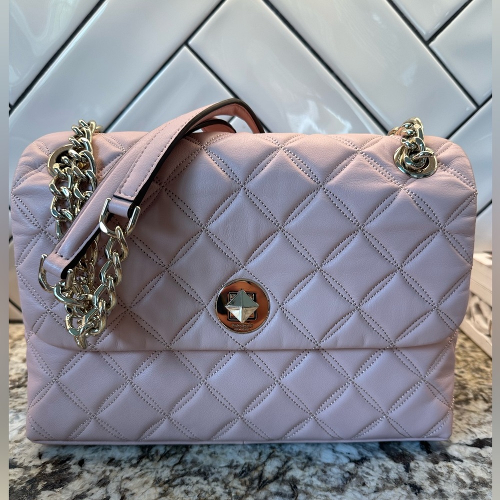 Kate Spade New York quilted baby pink purse/wallet combo